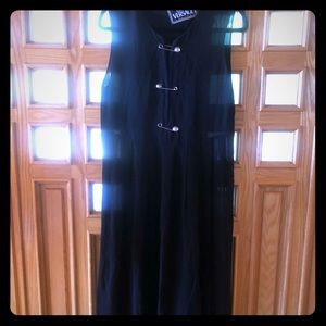 Versace black midi dress with clasp detail